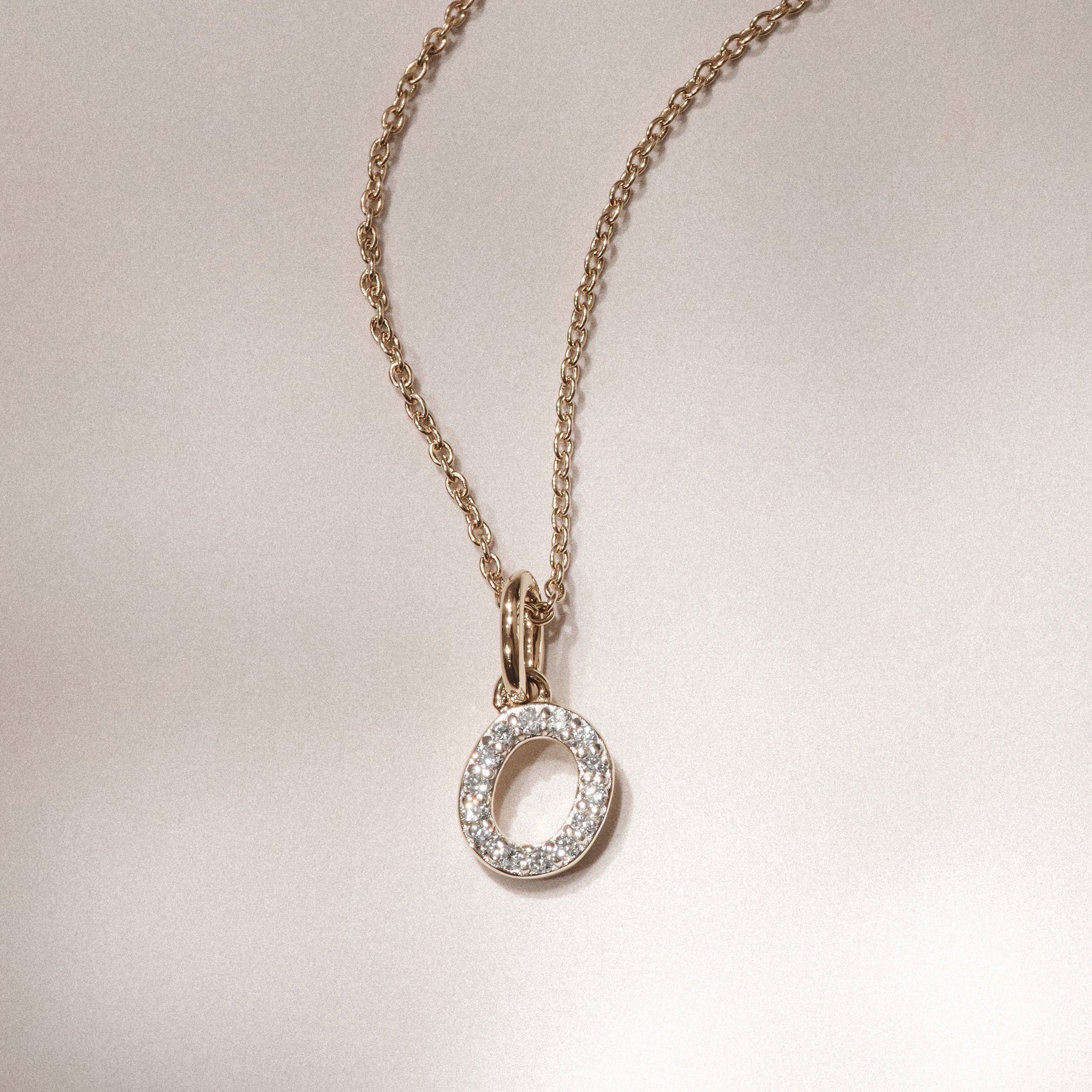 Love Letter Initial O Lab Diamond Necklace set in 18K Gold Vermeil